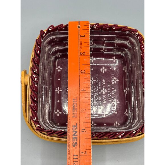 Longaberger 6" Handwoven Handled Basket With Fabric Liner & Plastic Protector - Picture 4 of 9